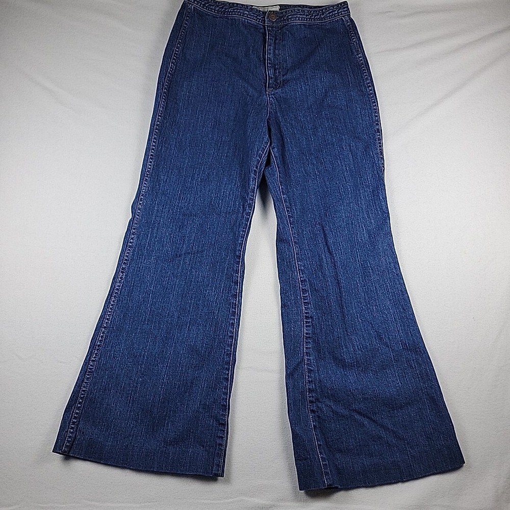 Free People Jayde Sunburst Blue Flare Jeans Women's Size 31 Hemmed READ - Picture 2 of 16